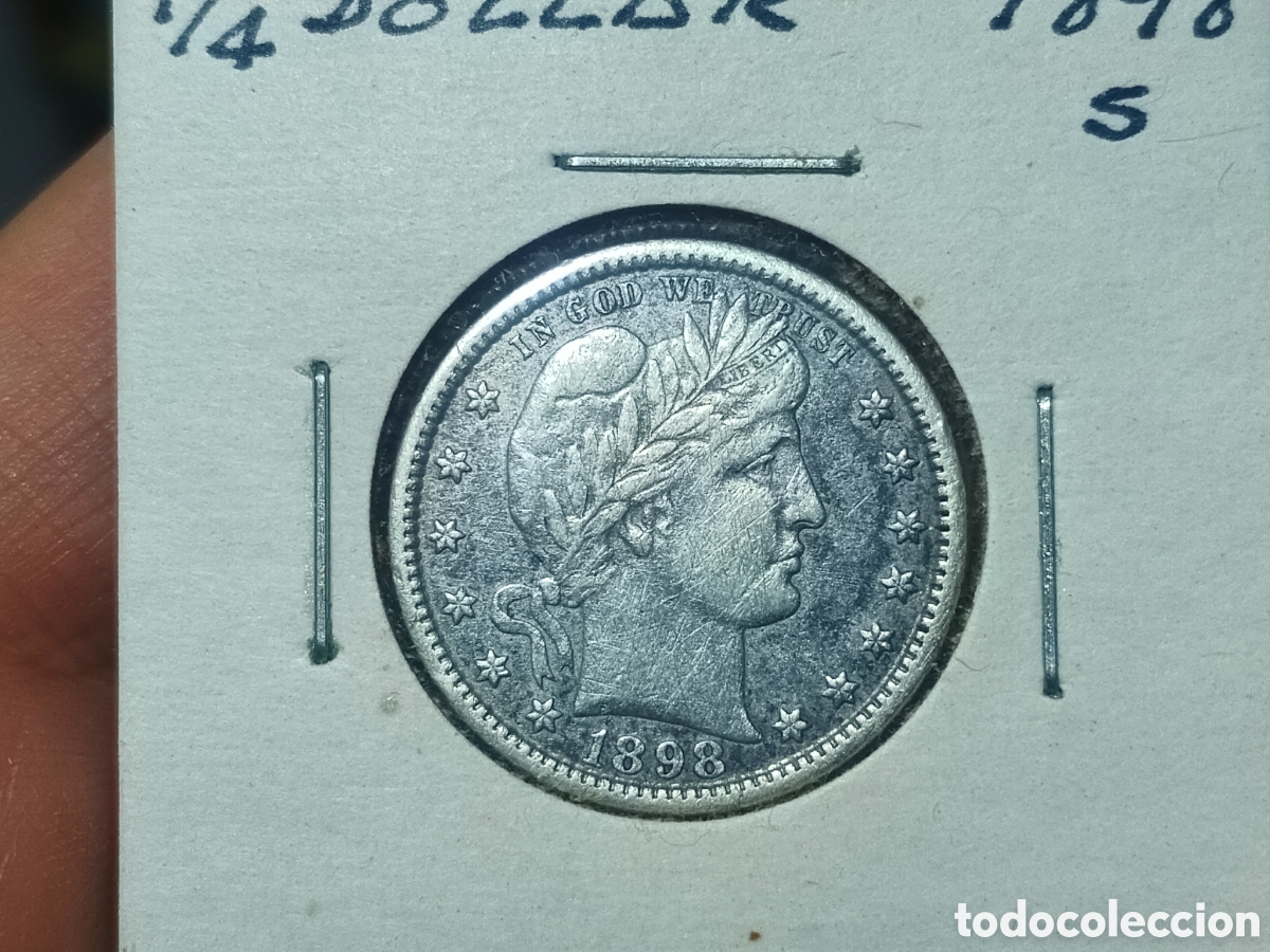 Monnaies anciennes d'Am&eacute;rique: Estados Unidos, Quarter Dollar de plata 1898 S VERY FINE