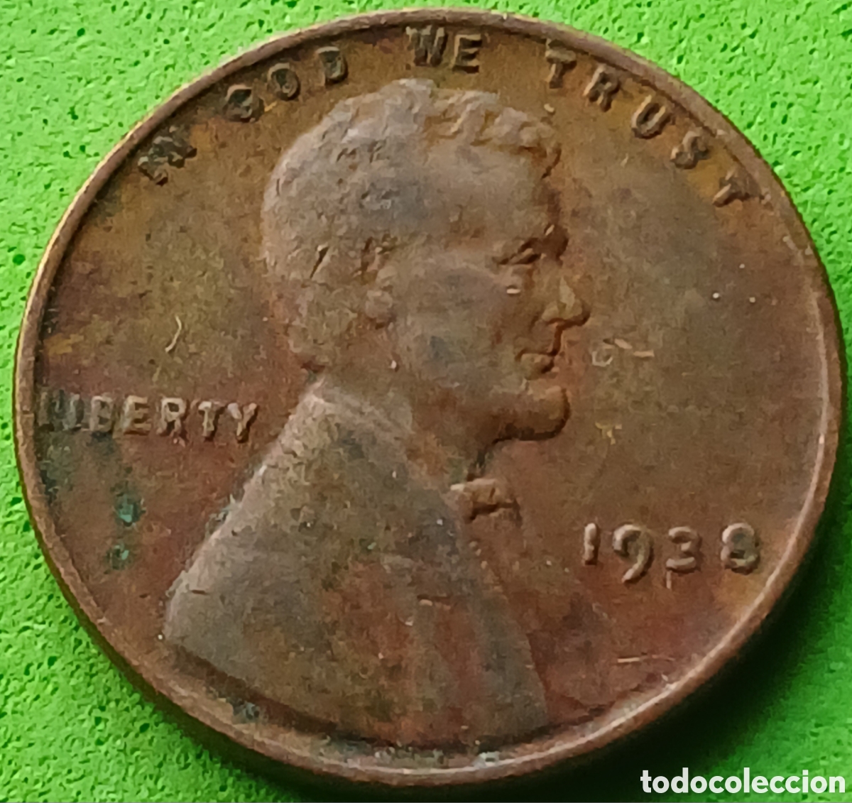 Moedas antigas da Am&eacute;rica: USA one cent 1938 km#132 sin marca de ceca
