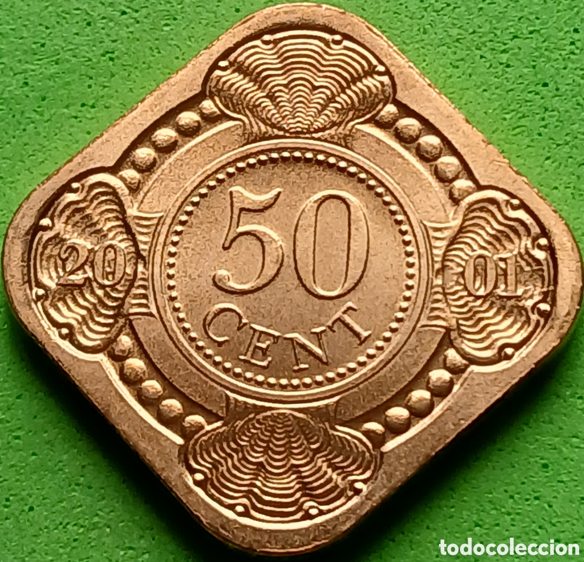 Moedas antigas da Am&eacute;rica: Antillas Neerlandesas 50 cent 2001 km#36 MINT SET/ ESCASA!!