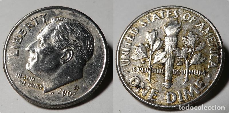 Alte M&uuml;nzen aus Amerika: MONEDA DE ESTADOS UNIDOS 1 DIME, 10 CENTAVOS 2002- CECA D