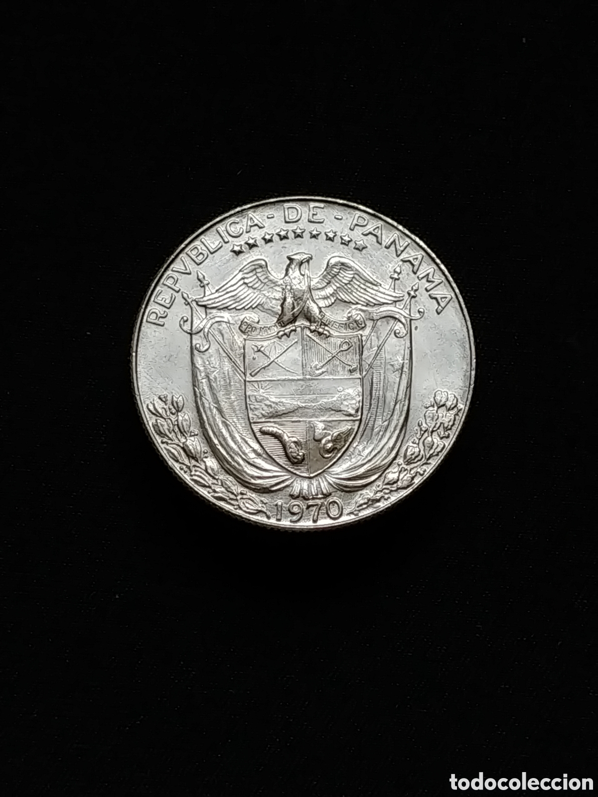 Monedas antiguas de Am&eacute;rica: Panam&aacute;, Medio Balboa 1970, plata .400, S/C-