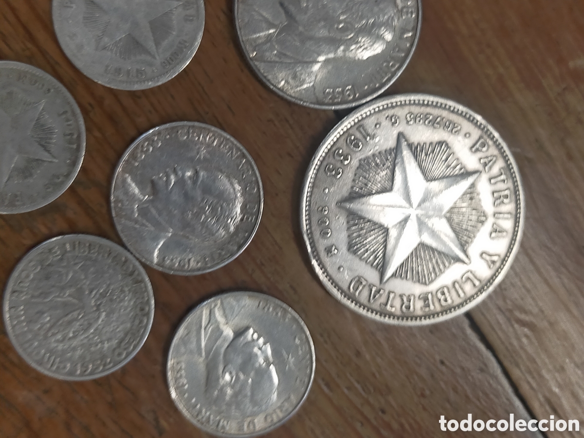 Monedas antiguas de Am&eacute;rica: 7 Monedas plata variadas de Cuba - Foto 2