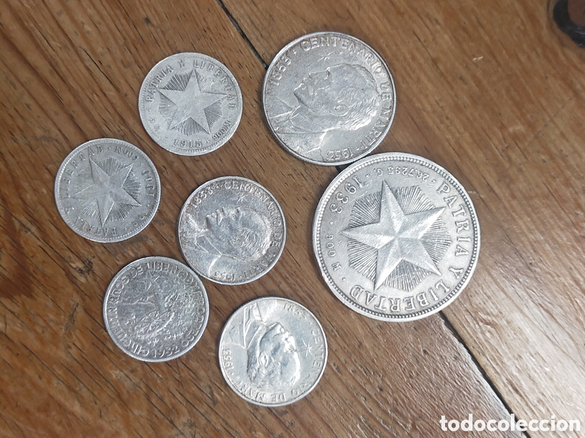 Monedas antiguas de Am&eacute;rica: 7 Monedas plata variadas de Cuba - Foto 1