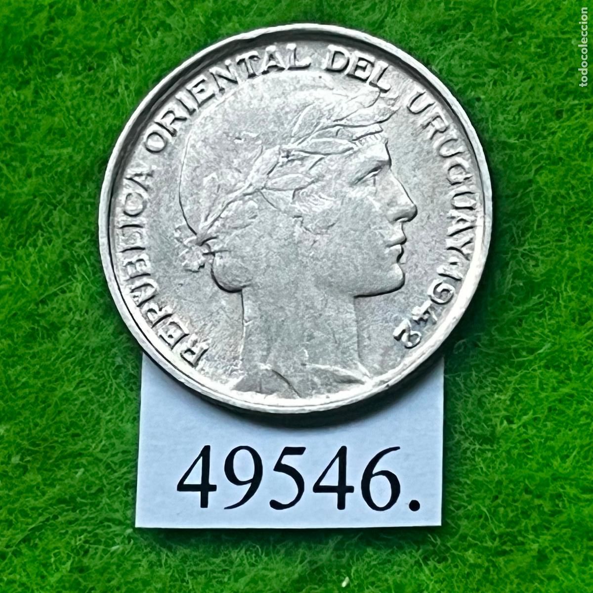Monedas antiguas de Am&eacute;rica: Uruguay 20 cent&eacute;simos 1942, plata, c&eacute;ntimos