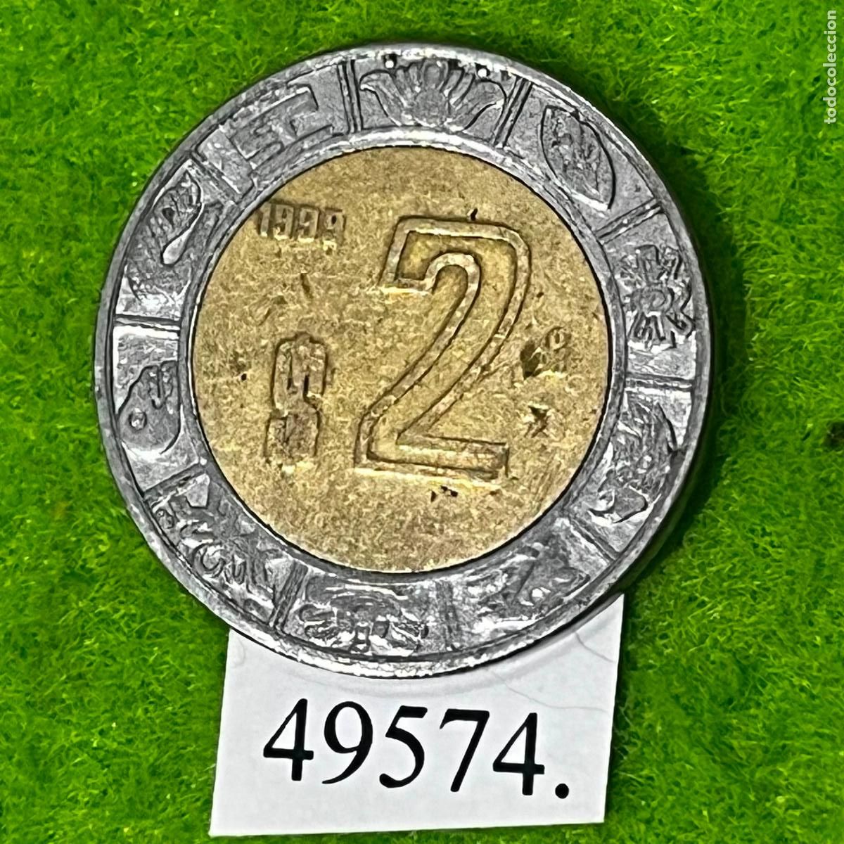 Monedas antiguas de Am&eacute;rica: M&eacute;xico 2 pesos 1999, bimet&aacute;lica, M&eacute;jico