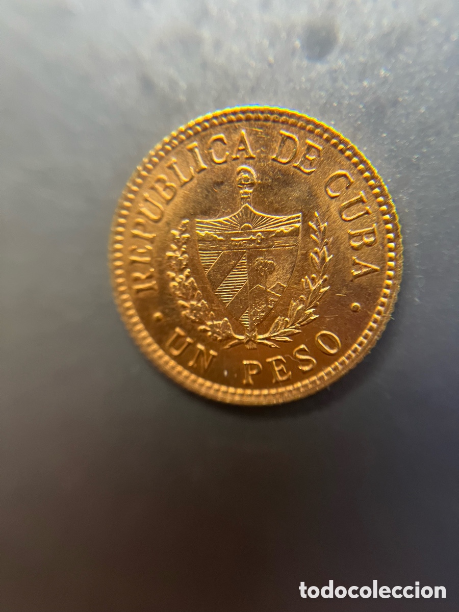 Moedas antigas da Am&eacute;rica: Cuba - 1 Peso de Oro 1916 - Jos&eacute; Mart&iacute; - Excelente Conservaci&oacute;n EBC / AU