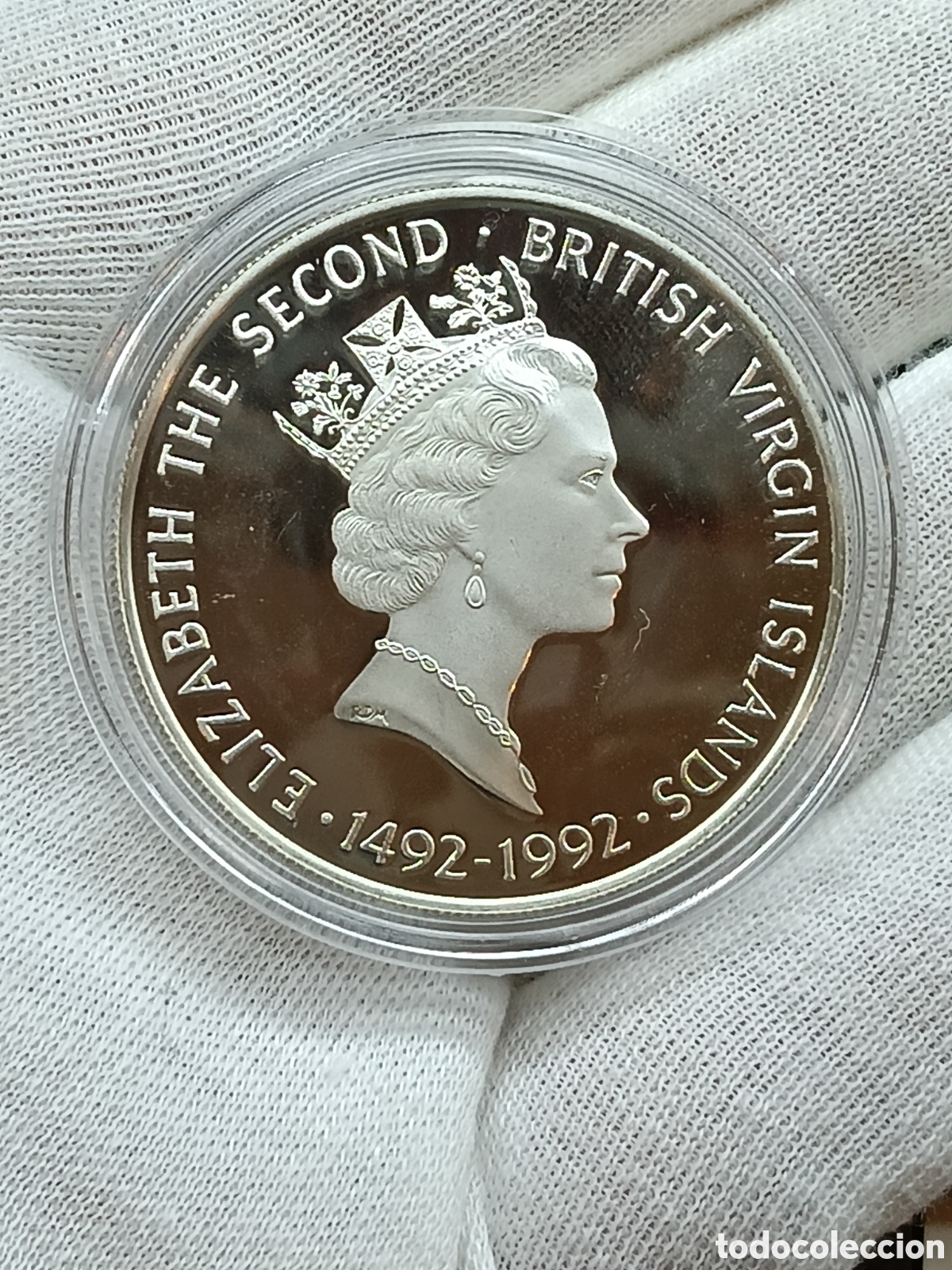 Alte M&uuml;nzen aus Amerika: 25 DOLARES DE PLATA . ISLAS VIRGENES BRITANICAS . SERIE 500 ANIVERSARIO DESCUBRIMIENTO NUEVO MUNDO
