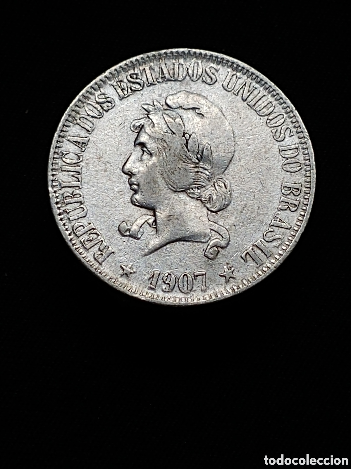 Alte M&uuml;nzen aus Amerika: Brasil, 1000 R&eacute;is 1907, plata .900 mls.