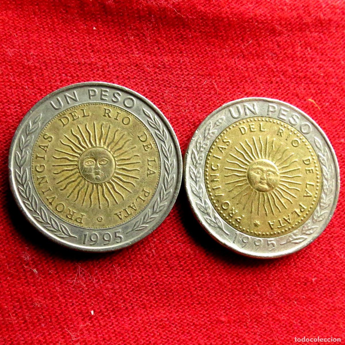 Monete antiche di America: Argentina 2 x 1 peso 1995 2 dif. 1 con provinGias