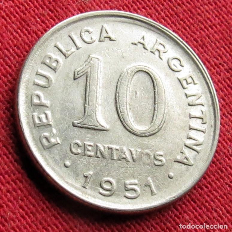 Moedas antigas da Am&eacute;rica: Argentina 10 centavos 1951