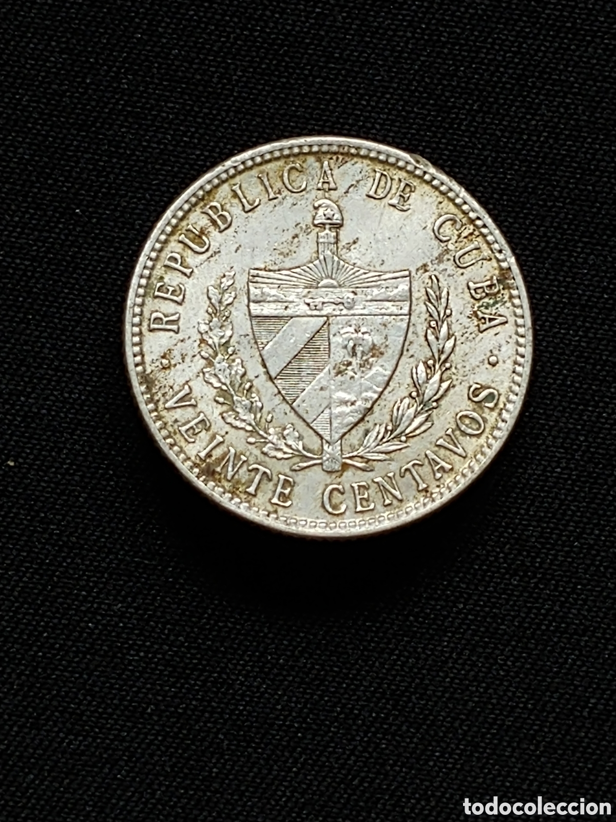 Monete antiche di America: Cuba, 20 Centavos 1949, plata .900 mls., p&aacute;tina