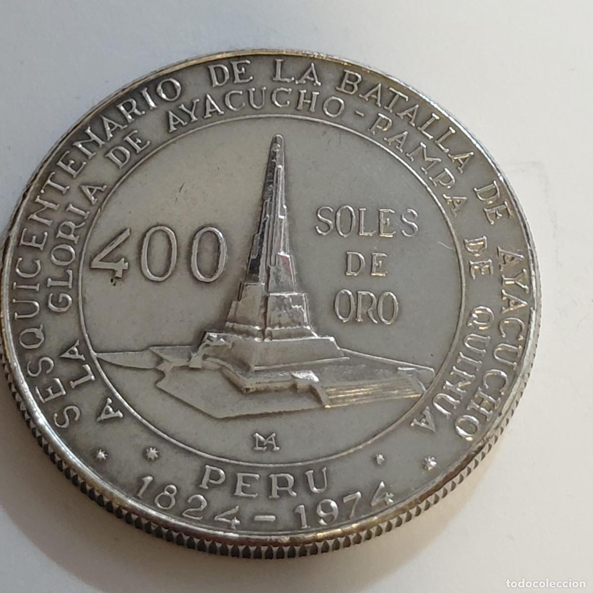 Alte M&uuml;nzen aus Amerika: PERU - 400 Soles de Plata 1976 KM270 PLATA - 150 Aniversario - Batalla de Ayacucho