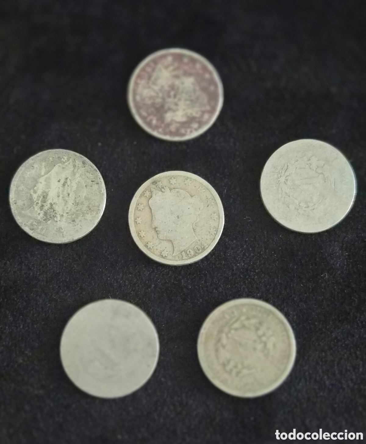 Alte M&uuml;nzen aus Amerika: Estados Unidos &ndash; Lote de 6 Monedas Antiguas de 5 Centavos &ndash; Liberty Head V