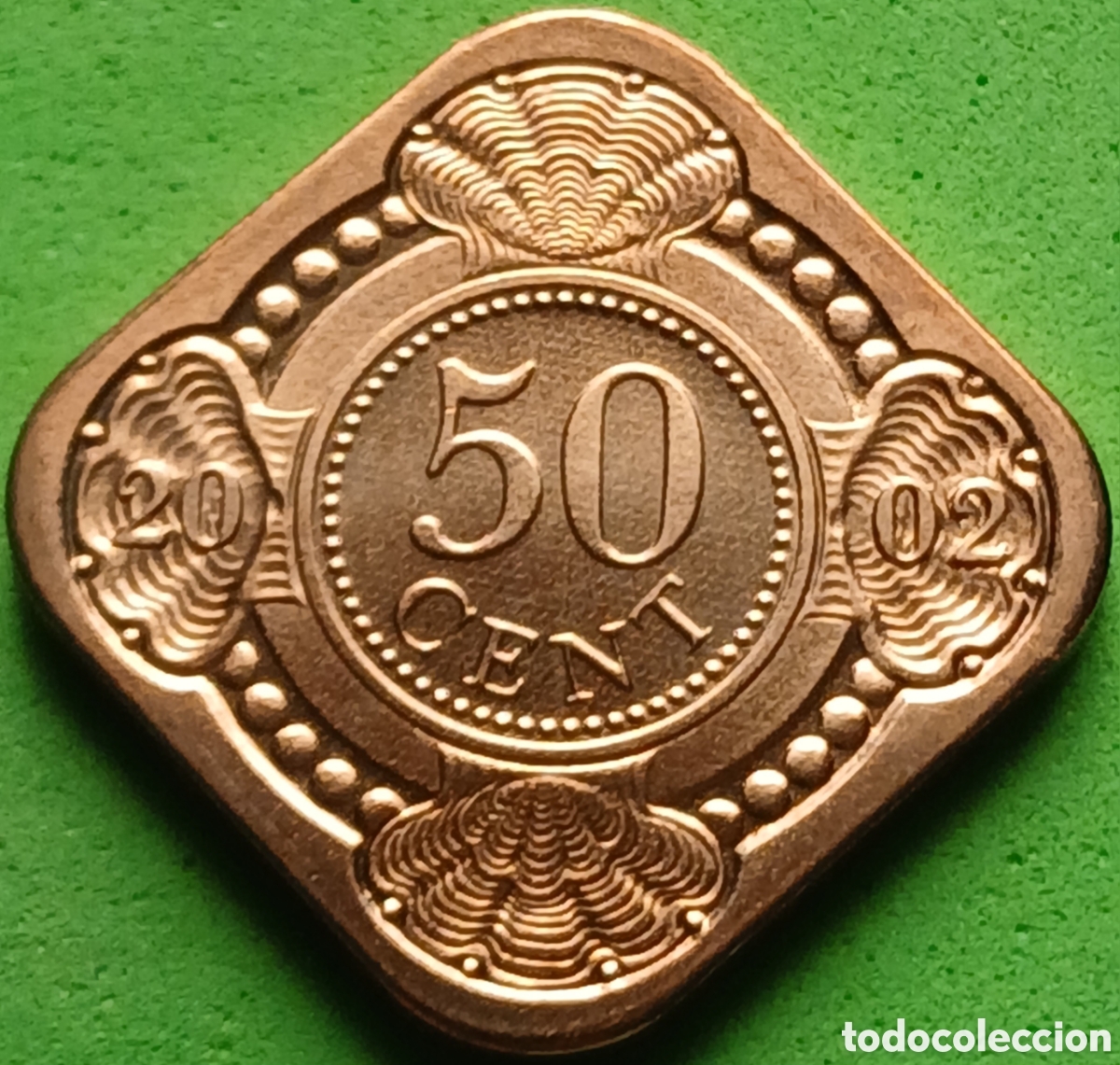 Monete antiche di America: Antillas Neerlandesas 50 cent 2002 km#36 MINT SET/ TIRADA: 6.000 !! / RARA (R)!!.