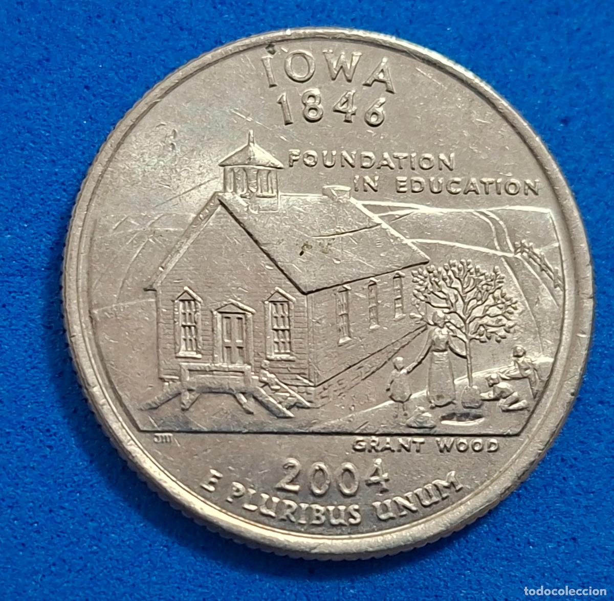 Monedas antiguas de Am&eacute;rica: Moneda, Estados Unidos, USA. QUARTER DOLAR IOWA. A&Ntilde;O 2004. P. CONMEMORATIVA 50 ESTADOS