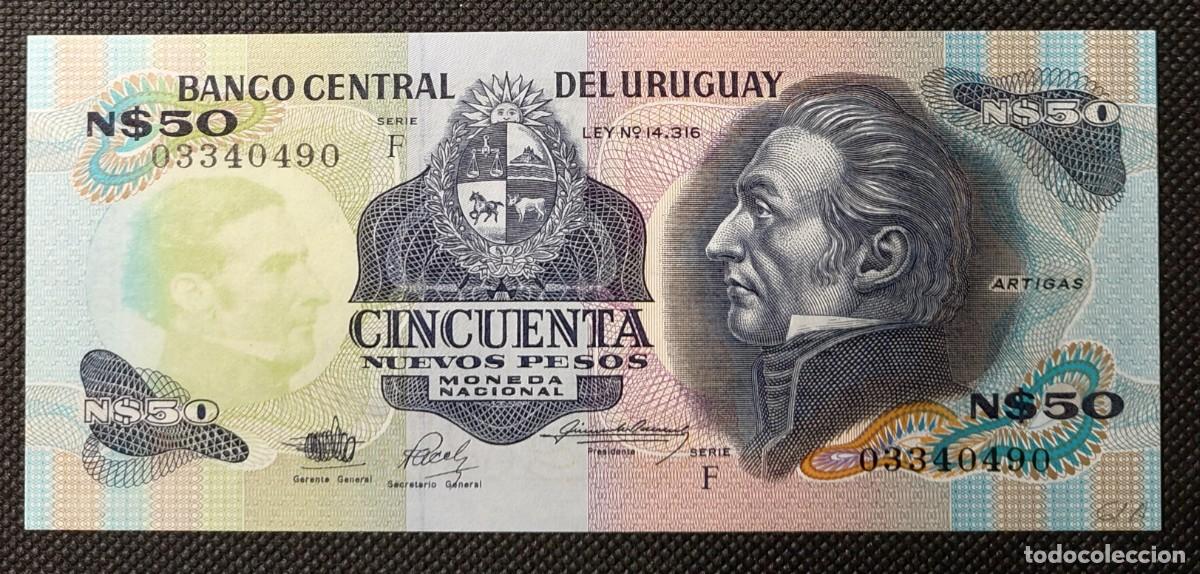 Monnaies anciennes d'Am&eacute;rique: LOTE DE 5 BILLETES ( URUGUAY )VALORES DE 50-100-500-1.000-10.000 NUEVOS PESOS .MISMA SERIE.UNC.