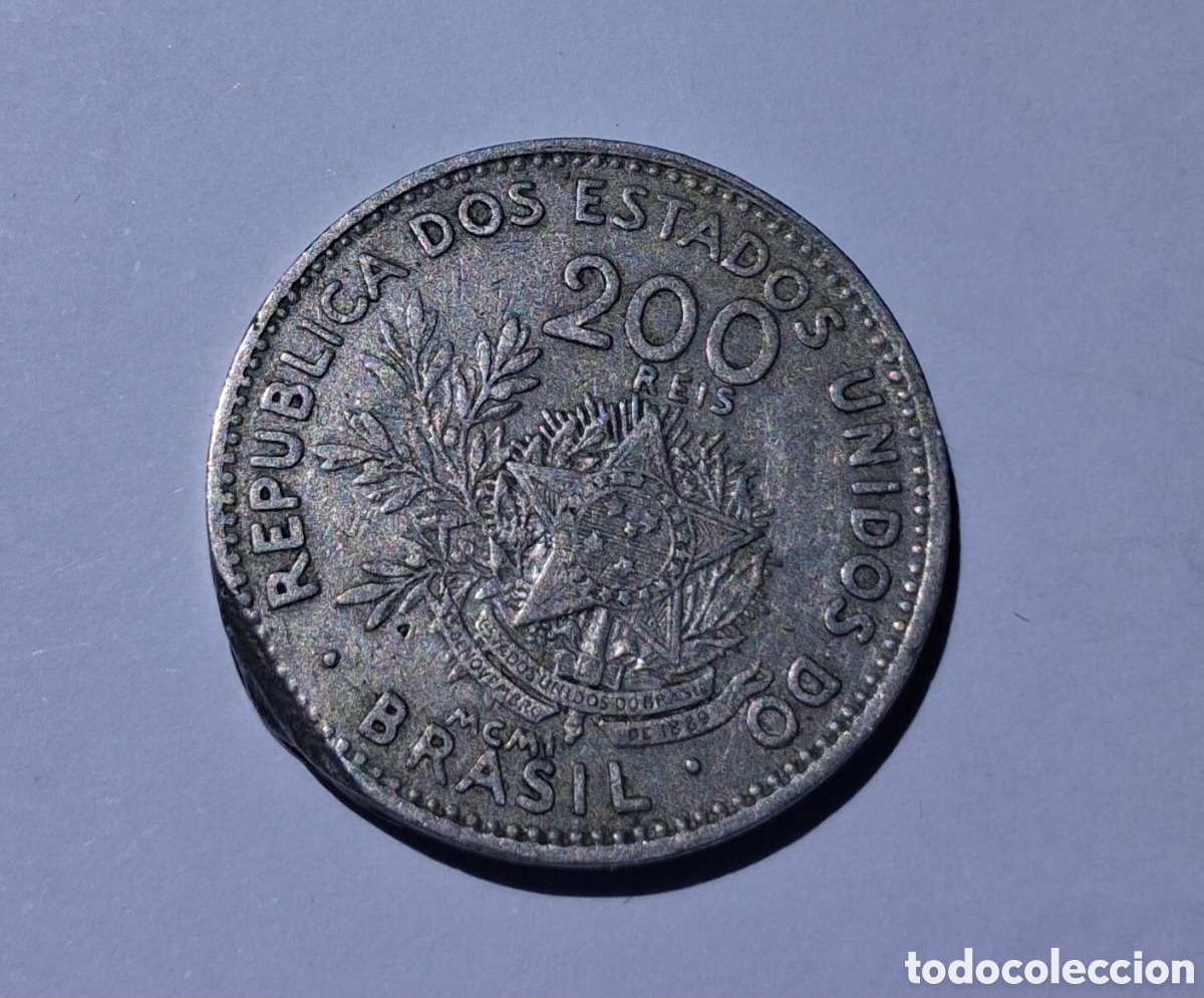 Monete antiche di America: 200 reis Estados Unidos Brasil MCMI(1901)