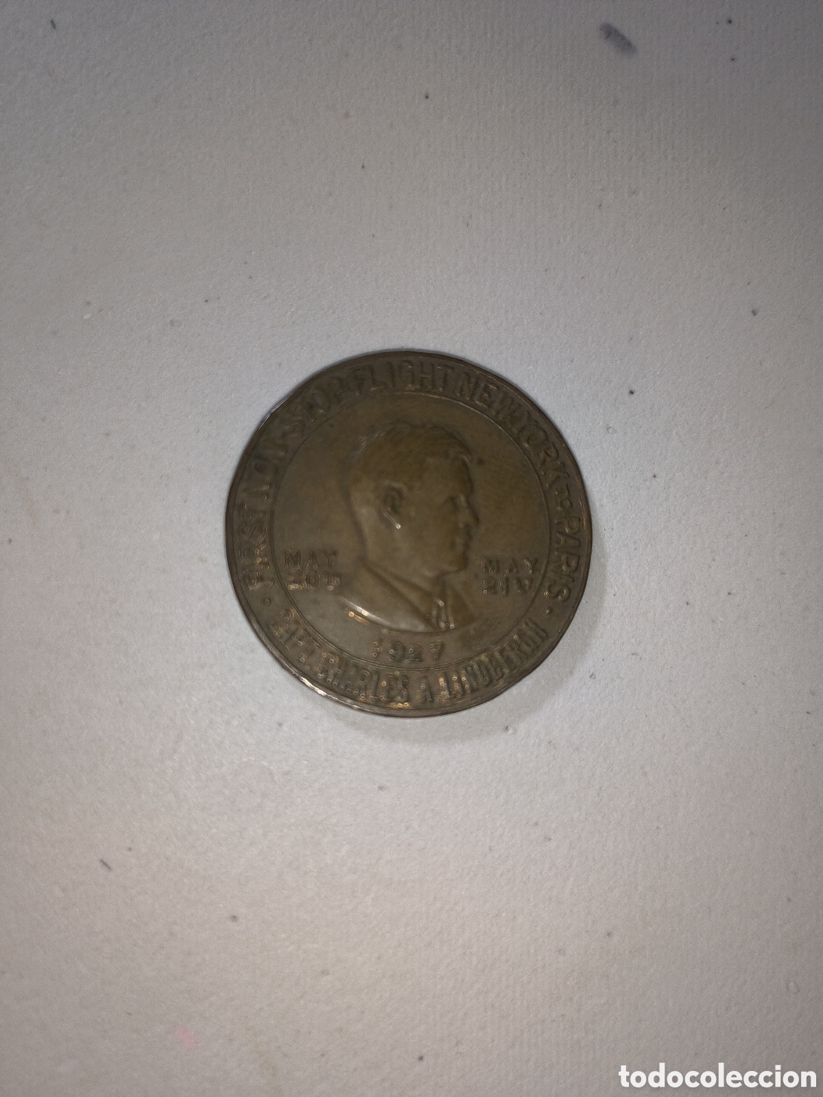 Monete antiche di America: USA,Moneda ficha suerte del vuelo de Lindberg,a&ntilde;o 1927.