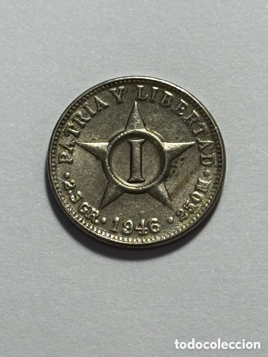 Moedas antigas da Am&eacute;rica: Moneda de 1 centavo de 1946. Cuba. Circulado
