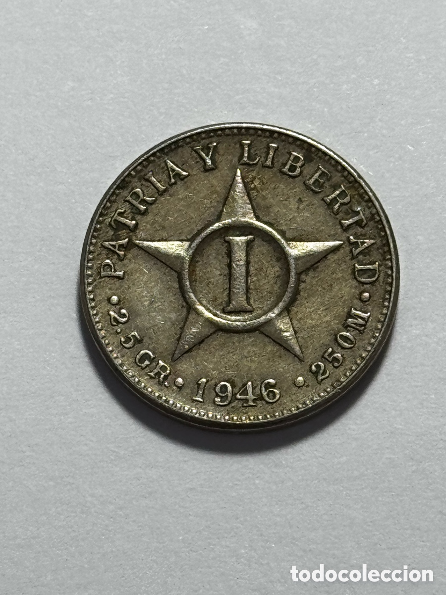 Moedas antigas da Am&eacute;rica: Moneda de 1 centavo de 1946. Cuba. Circulado