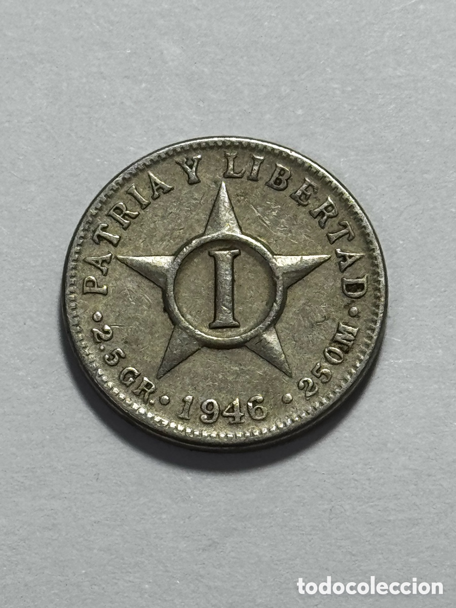 Moedas antigas da Am&eacute;rica: Moneda de 1 centavo de 1946. Cuba. Circulado