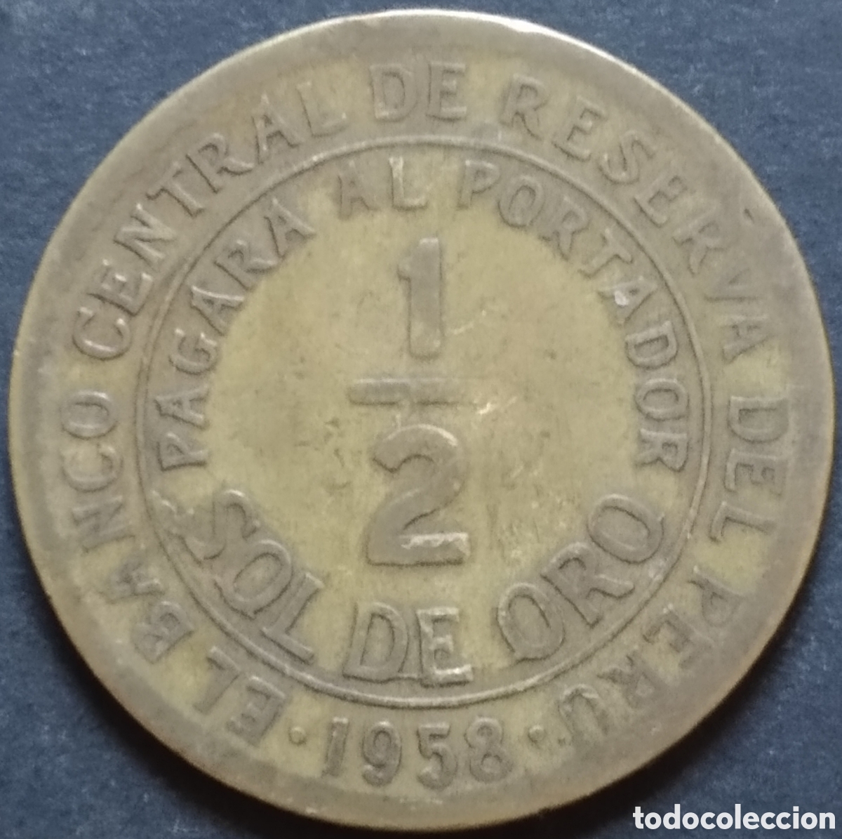 Moedas antigas da Am&eacute;rica: MONEDA - PER&Uacute; &frac12; SOL DE ORO 1958