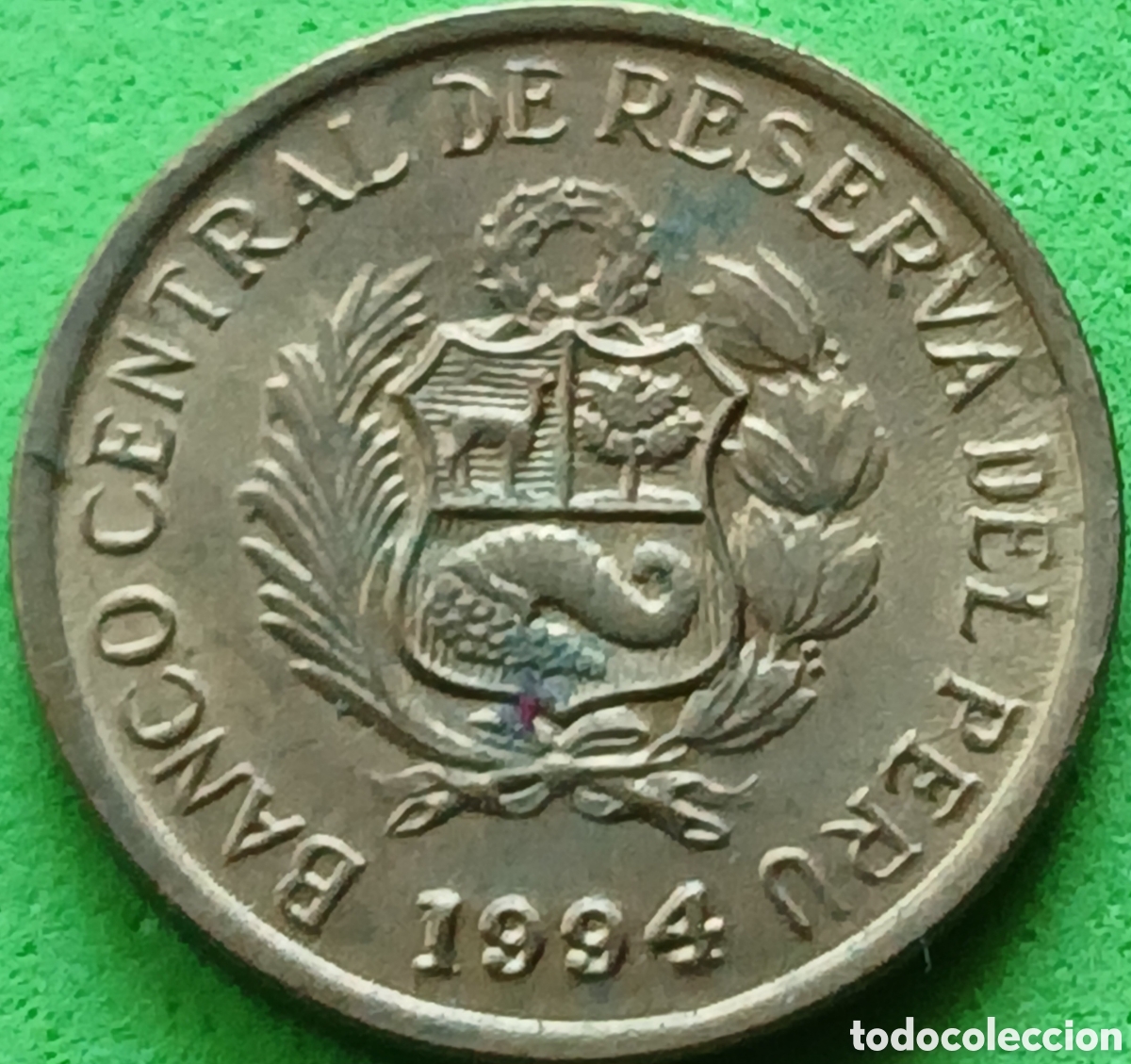 Monedas antiguas de Am&eacute;rica: Per&uacute; 1 c&eacute;ntimo 1994 km#303 poco com&uacute;n - Foto 2