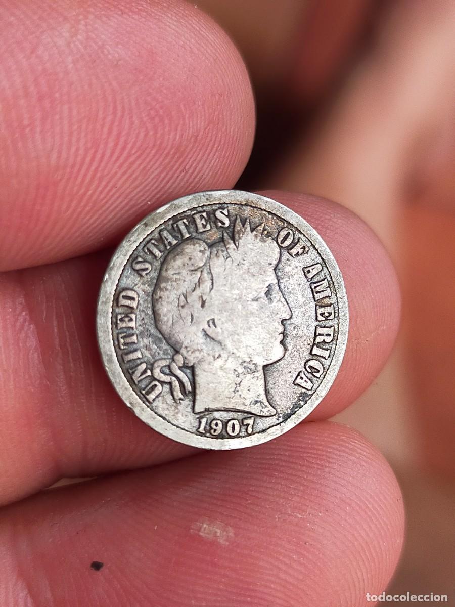 Monete antiche di America: MONEDA 1 UN 10 DIEZ DIME CENTS CENTAVOS 1907 O NUEVA ORLEANS BARBER USA ESTADOS UNIDOS AMERICA PLATA