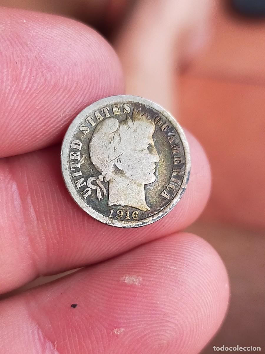 Monnaies anciennes d'Am&eacute;rique: MONEDA 1 UN 10 DIEZ DIME CENTS CENTAVOS 1916 S SAN FRANCISCO BARBER USA ESTADOS UNIDOS AMERICA PLATA