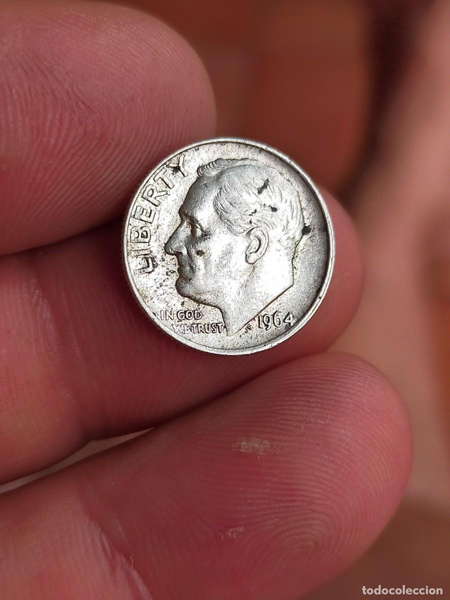 Old Coins of America: MONEDA 1 UN 10 DIEZ DIME CENTS CENTAVOS 1964 ROOSVELT USA ESTADOS UNIDOS AMERICA PLATA