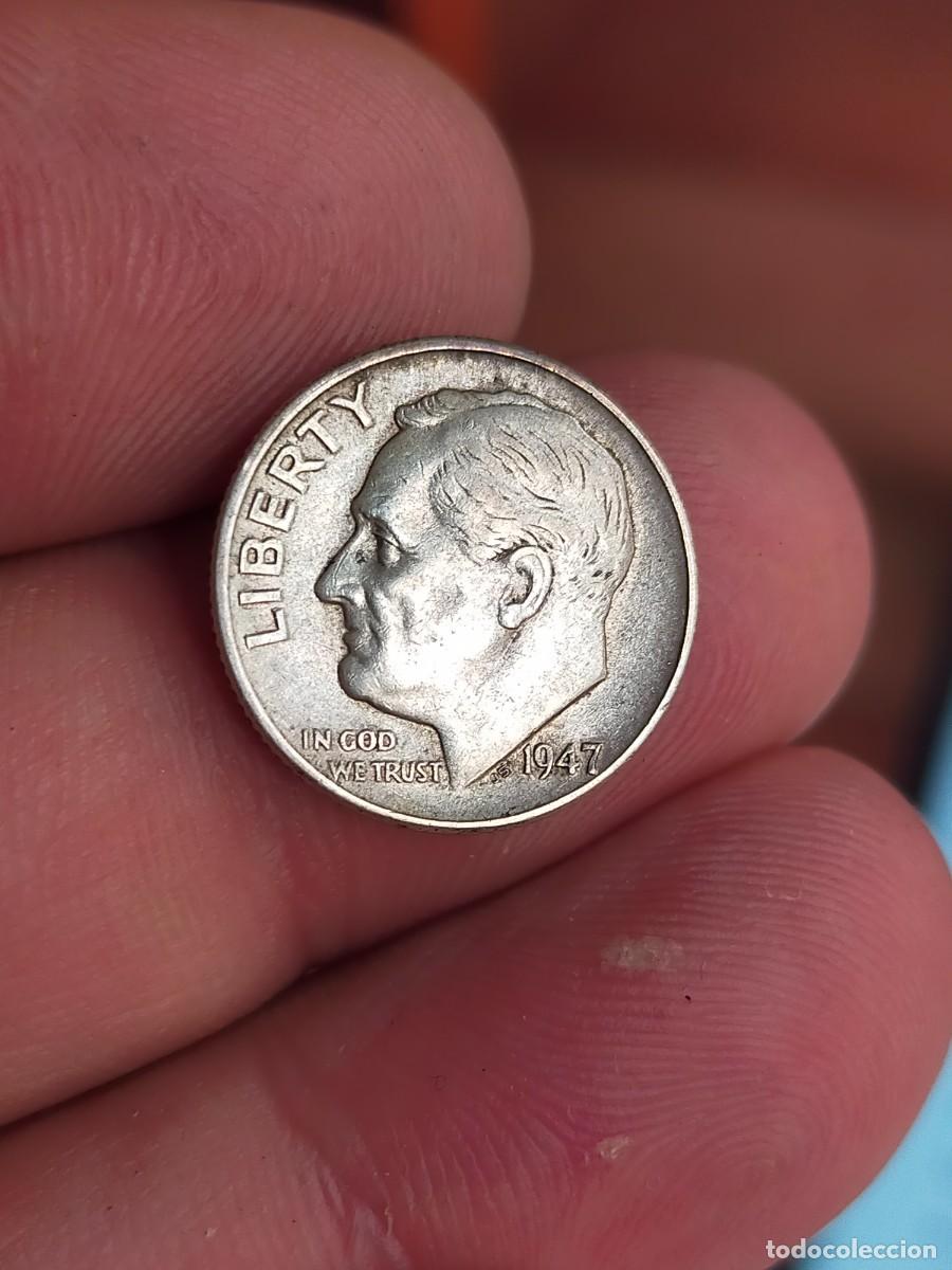 Monedas antiguas de Am&eacute;rica: MONEDA 1 UN 10 DIEZ DIME CENTS CENTAVOS 1947 ROOSVELT USA ESTADOS UNIDOS AMERICA PLATA
