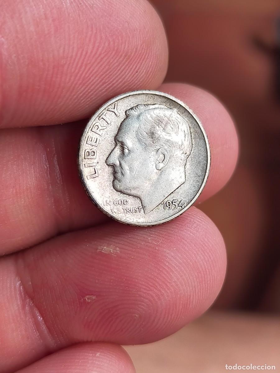 Monedas antiguas de Am&eacute;rica: MONEDA 1 UN 10 DIEZ DIME CENTS CENTAVOS 1954 ROOSVELT USA ESTADOS UNIDOS AMERICA PLATA
