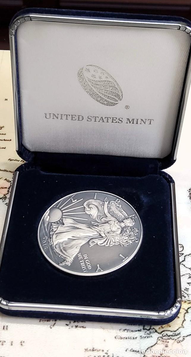 Monedas antiguas de Am&eacute;rica: 1 D&Oacute;LAR de PLATA ENVEJECIDA de ESTADOS UNIDOS de 2016.PROOF.1 ONZA PLATA PURA 999.