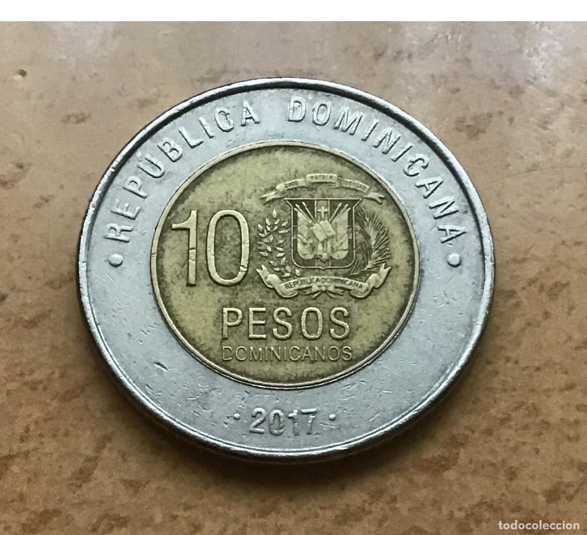 Alte M&uuml;nzen aus Amerika: 10 pesos de Rep&uacute;blica Dominicana. A&ntilde;o 2017