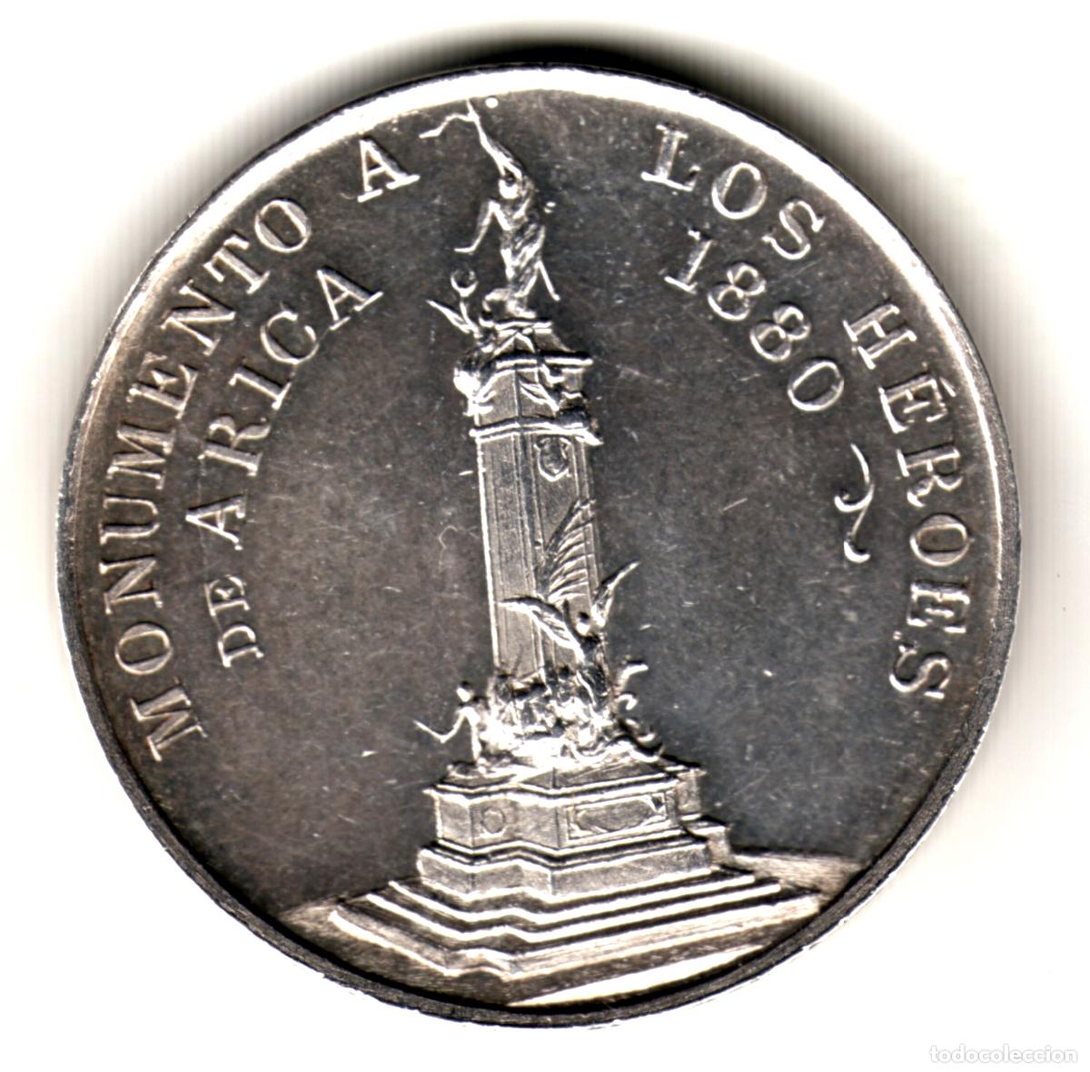 Old Coins of America: PERU medalla plata 1905 MONUMENTO A LOS HEROES DE ARICA 1880