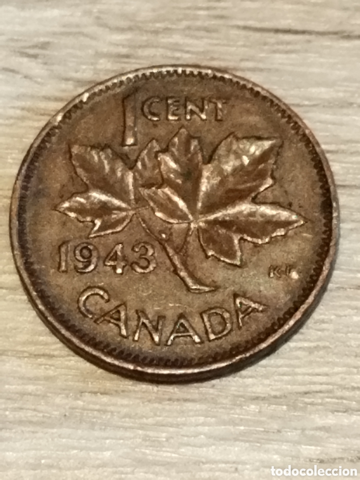 Monedas antiguas de Am&eacute;rica: Canad&aacute; moneda de 1 centavo de 1943 km#32