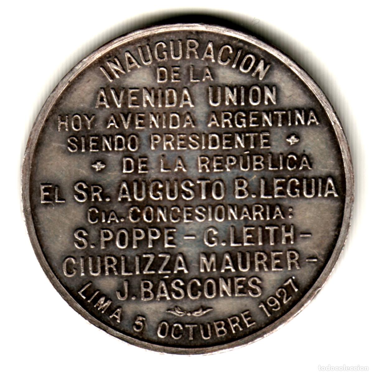 Old Coins of America: PERU medalla plata 1927 LIMA Inauguraci&oacute;n de la Avenida Uni&oacute;n hoy Av. Argentina