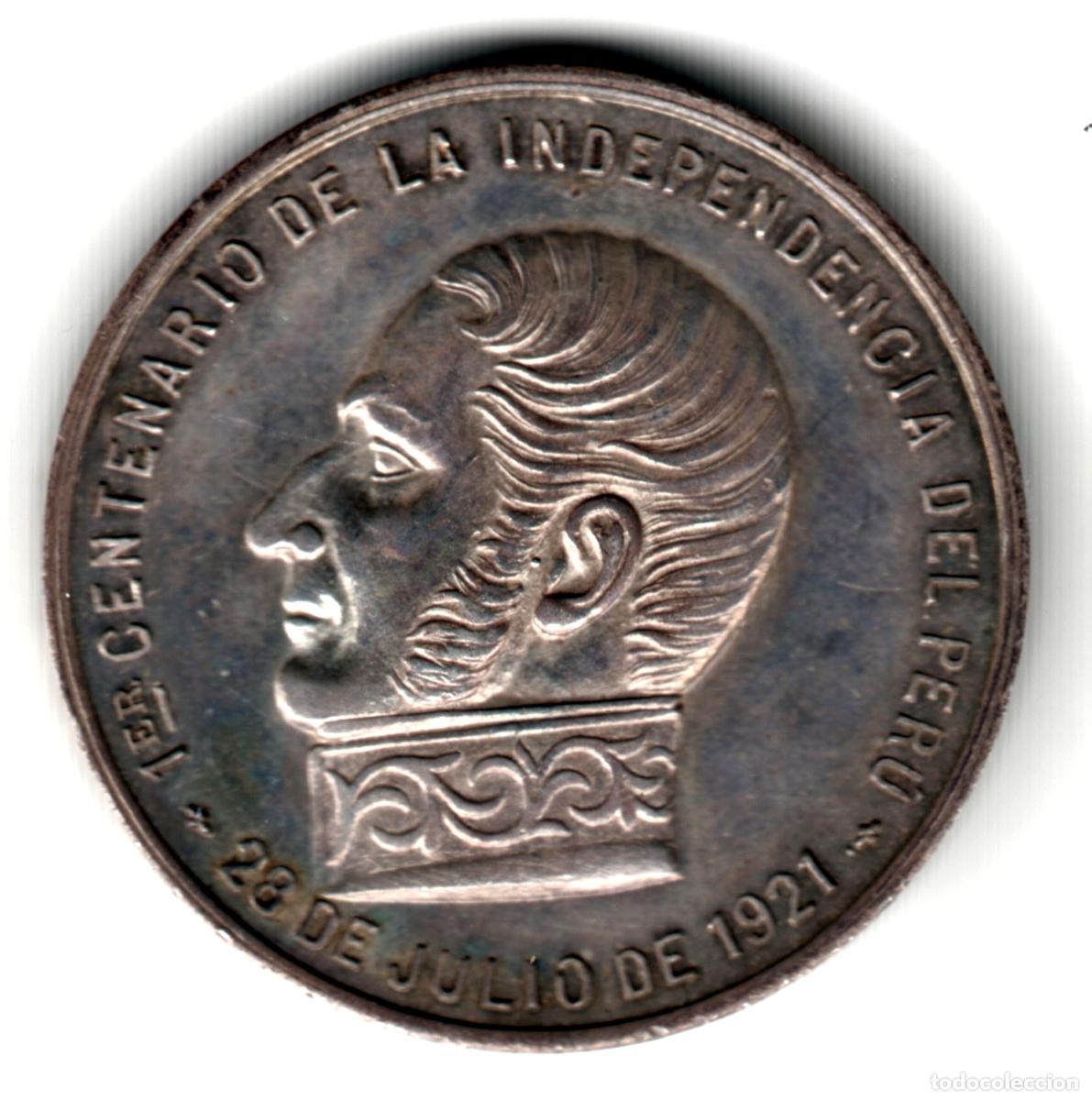 Old Coins of America: PERU medalla plata 1921 Centenario de la Independencia del Peru 28 Julio 1821