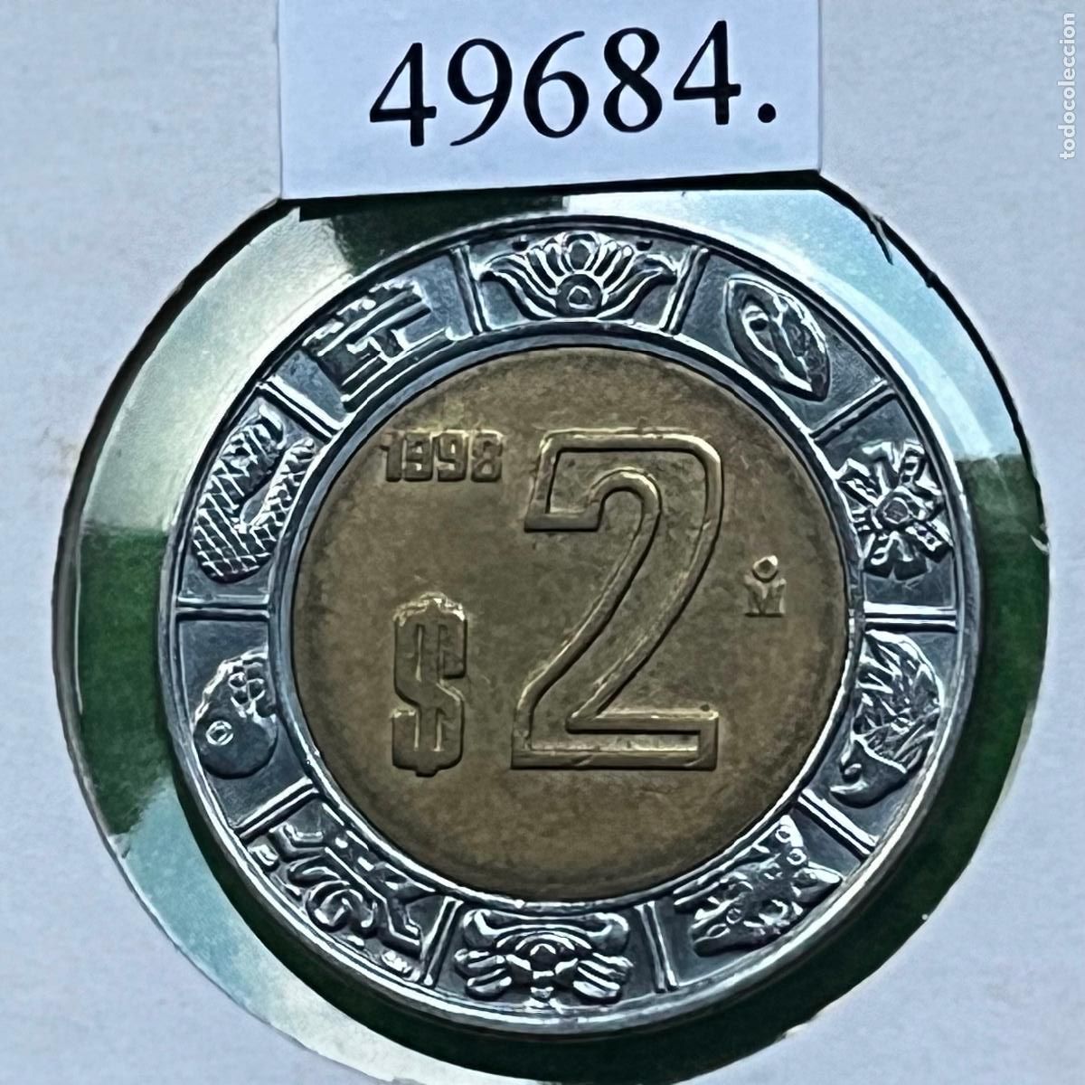 Monedas antiguas de Am&eacute;rica: M&eacute;xico 2 pesos 1998 bimet&aacute;lica, M&eacute;jico