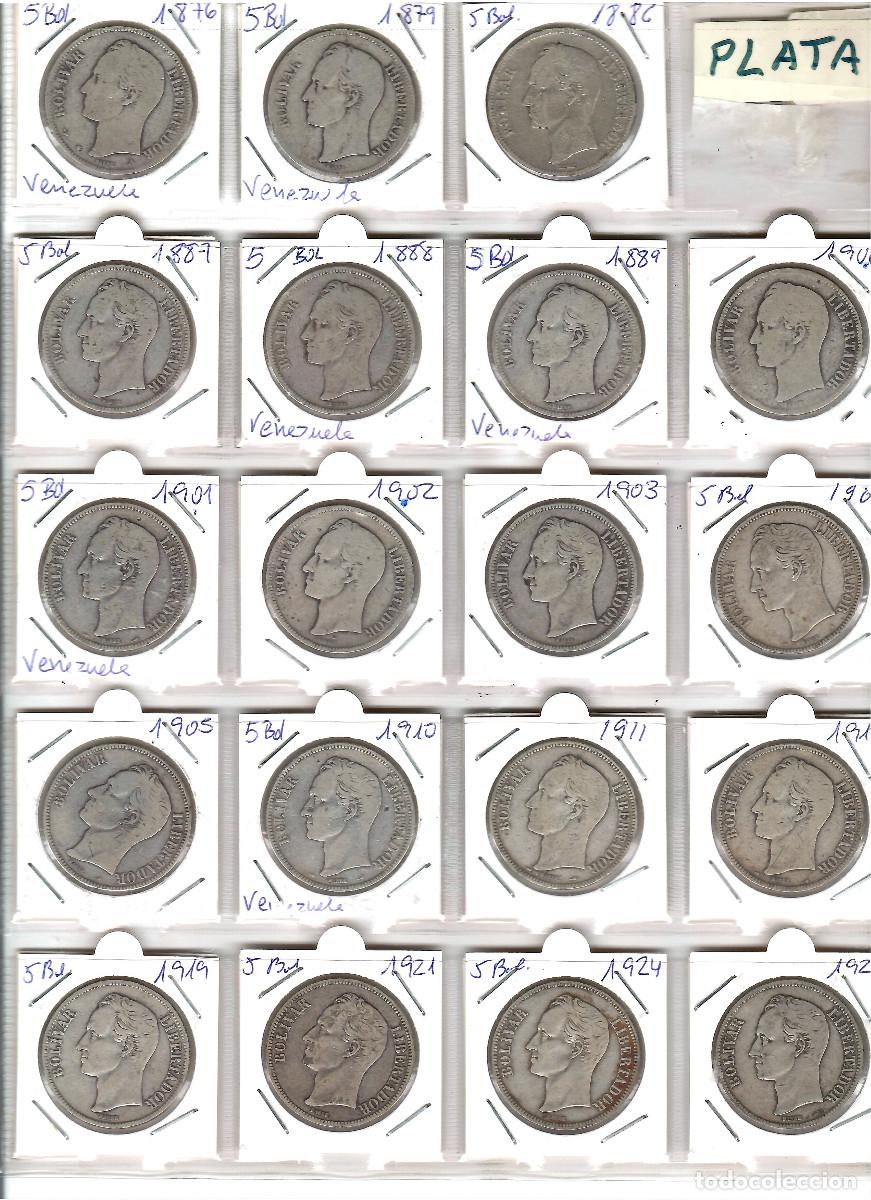 Monedas antiguas de Am&eacute;rica: MAGNIFICO LOTE DE COLECCION COMPLETA MONEDAS 5 BOLIVARES VENEZUELA PLATA