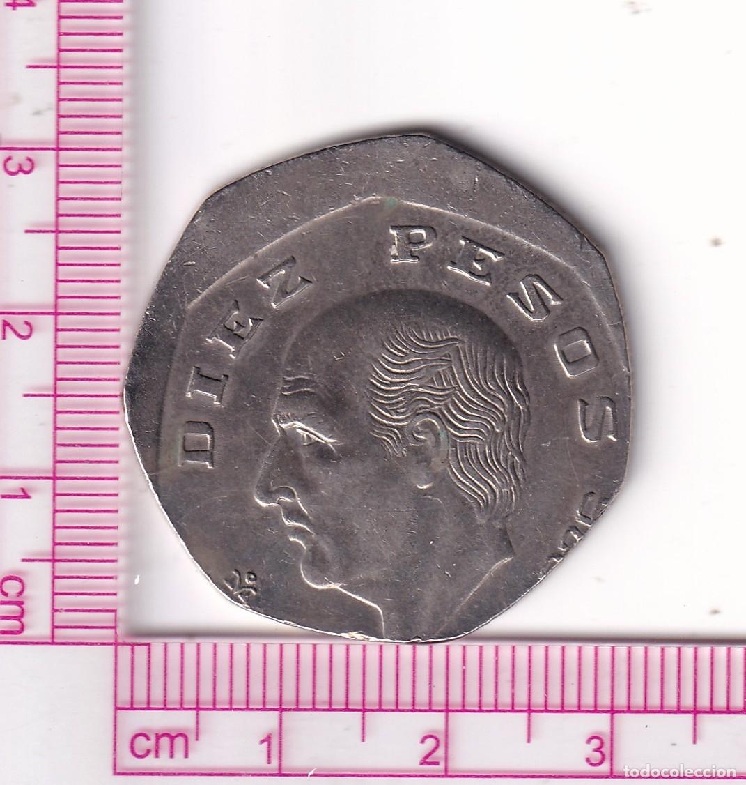 Monedas antiguas de Am&eacute;rica: CR5127 MONEDA M&Eacute;XICO 10 PESOS ERROR DE ACU&Ntilde;ACI&Oacute;N DESPLAZAMIENTO CUPRONIQUEL