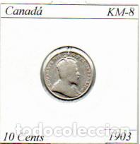 Monedas antiguas de Am&eacute;rica: CANAD&Aacute; (TERRANOVA) 1903, 10 CENTS, KM-8, AG, BC; 22,95 &euro; 1