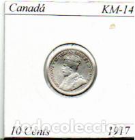 Monedas antiguas de Am&eacute;rica: CANAD&Aacute; (TERRANOVA) 1917 (1), 10 CENTS, KM-14, AG, MBC; 16,95 &euro; 1