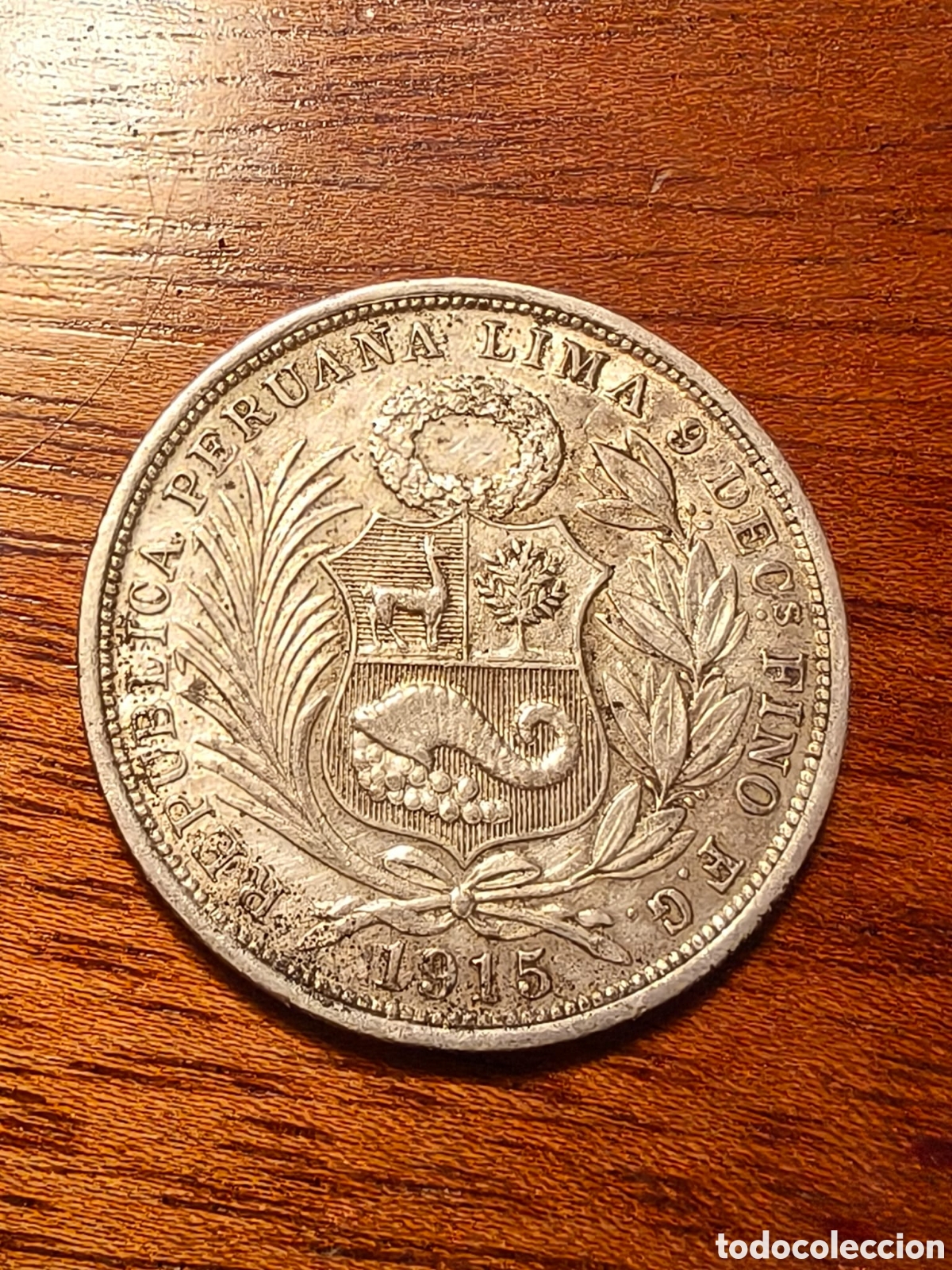 Monedas antiguas de Am&eacute;rica: Peru 1/2 sol 1915, moneda plata - Foto 2