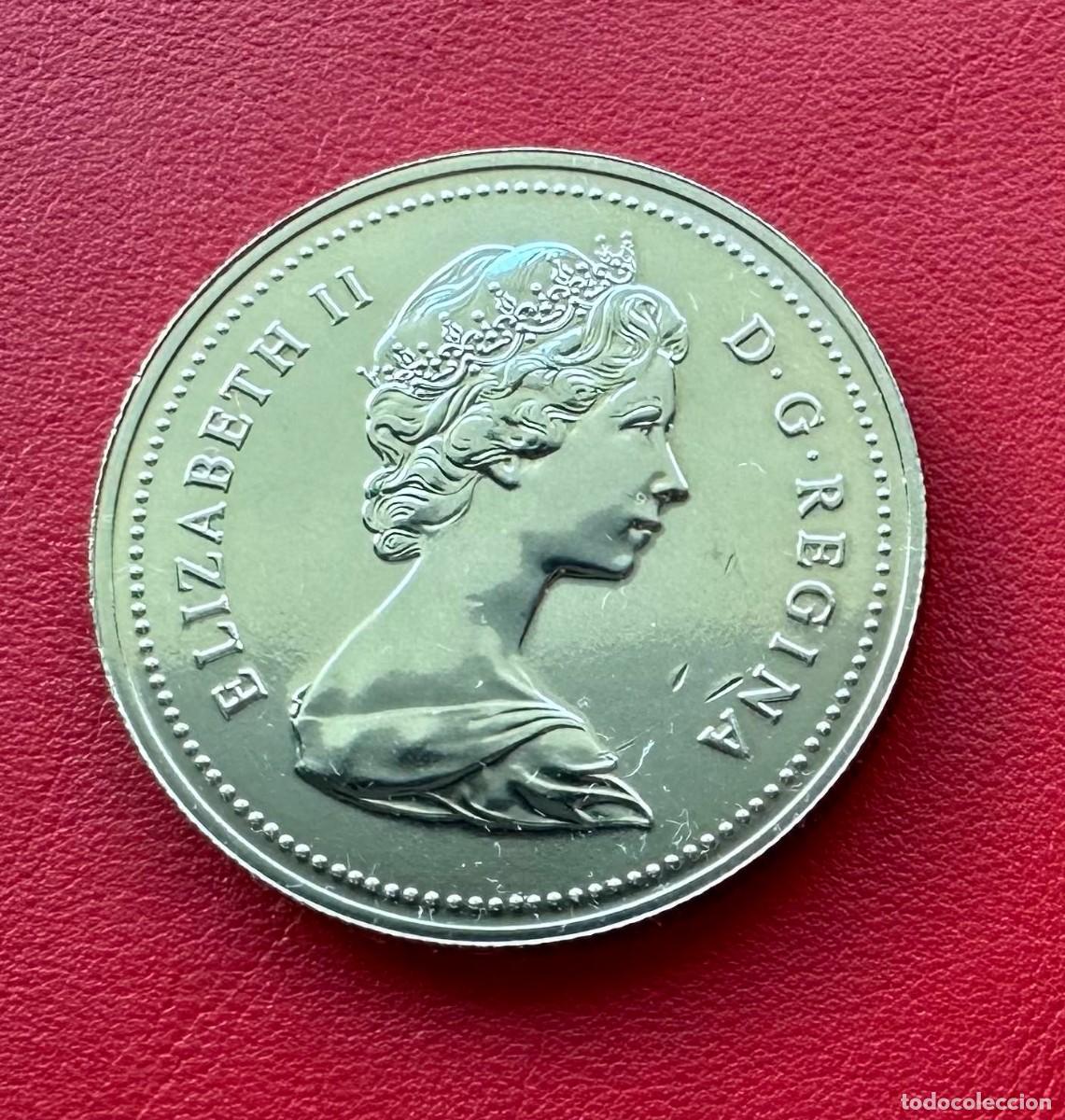 Monedas antiguas de Am&eacute;rica: Precioso 1 D&oacute;lar Canad&aacute; 1980 &bull; Dise&ntilde;o Hist&oacute;rico Voyageur &bull; Calidad Colecci&oacute;n / Brillo Espejo.