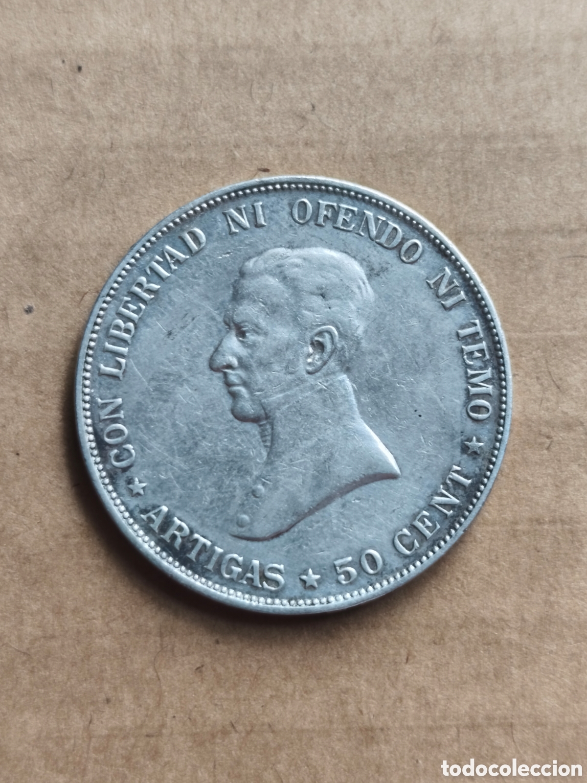Monedas antiguas de Am&eacute;rica: 50 cent&eacute;simos Uruguay 1917 plata 0.900