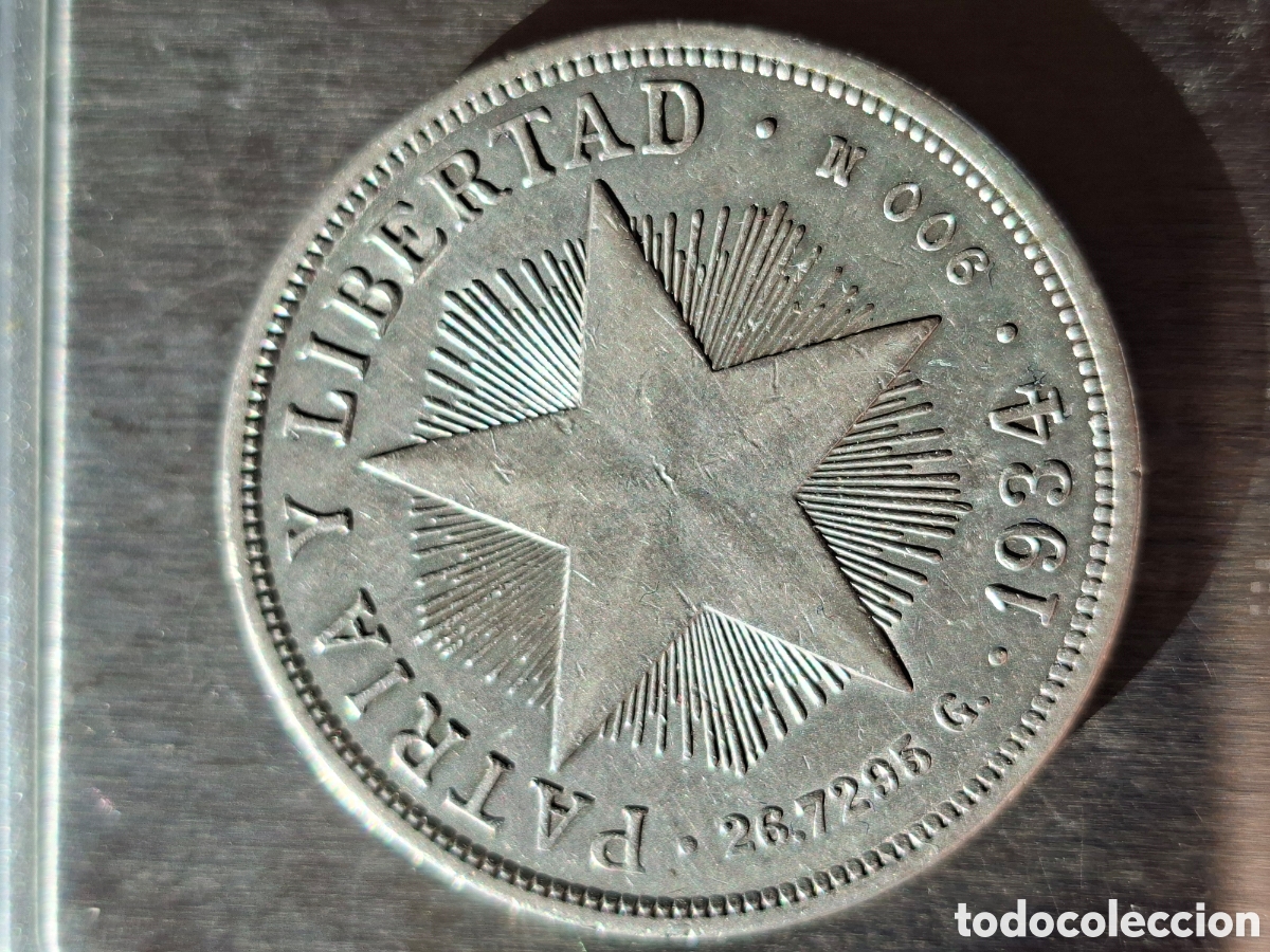 Monedas antiguas de Am&eacute;rica: PESO CUBA 1934 PLATA - Foto 4