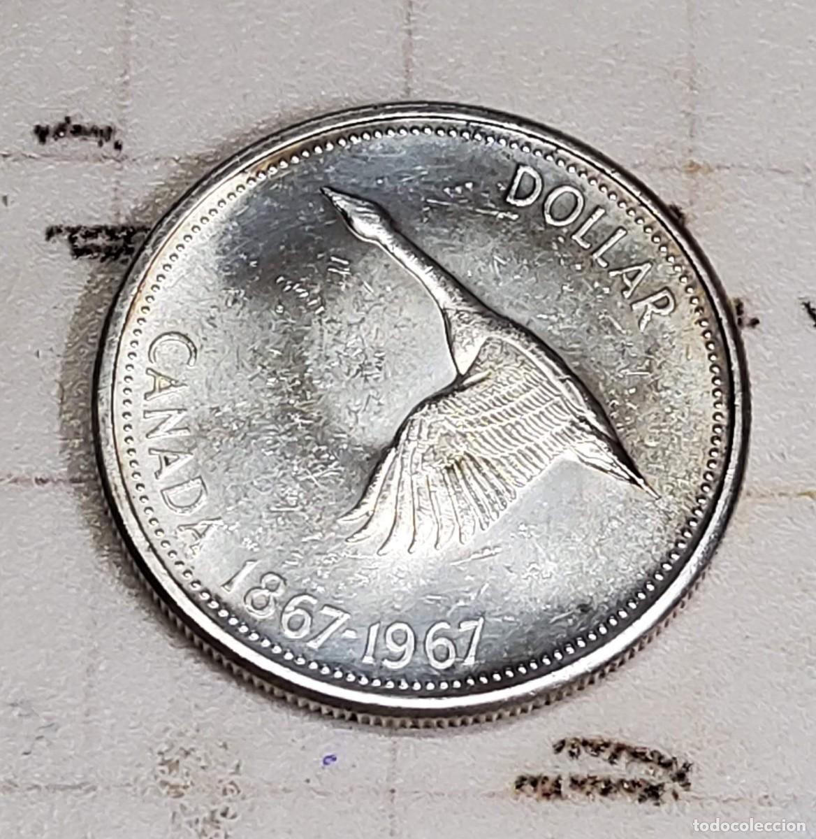 Monedas antiguas de Am&eacute;rica: 1 d&oacute;lar de PLATA de CANADA del 1967.BRILLANT UNCIRCULATED