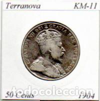 Monedas antiguas de Am&eacute;rica: TERRANOVA 1904 (2), 50 CENTS, KM-11, AG. BC; 19,95 &euro; 1
