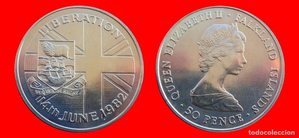 Monedas antiguas de Am&eacute;rica: 50 PENIQUES PENCE 1982 SIN CIRCULAR ISLAS MALVINAS FALKLAND-10612SC